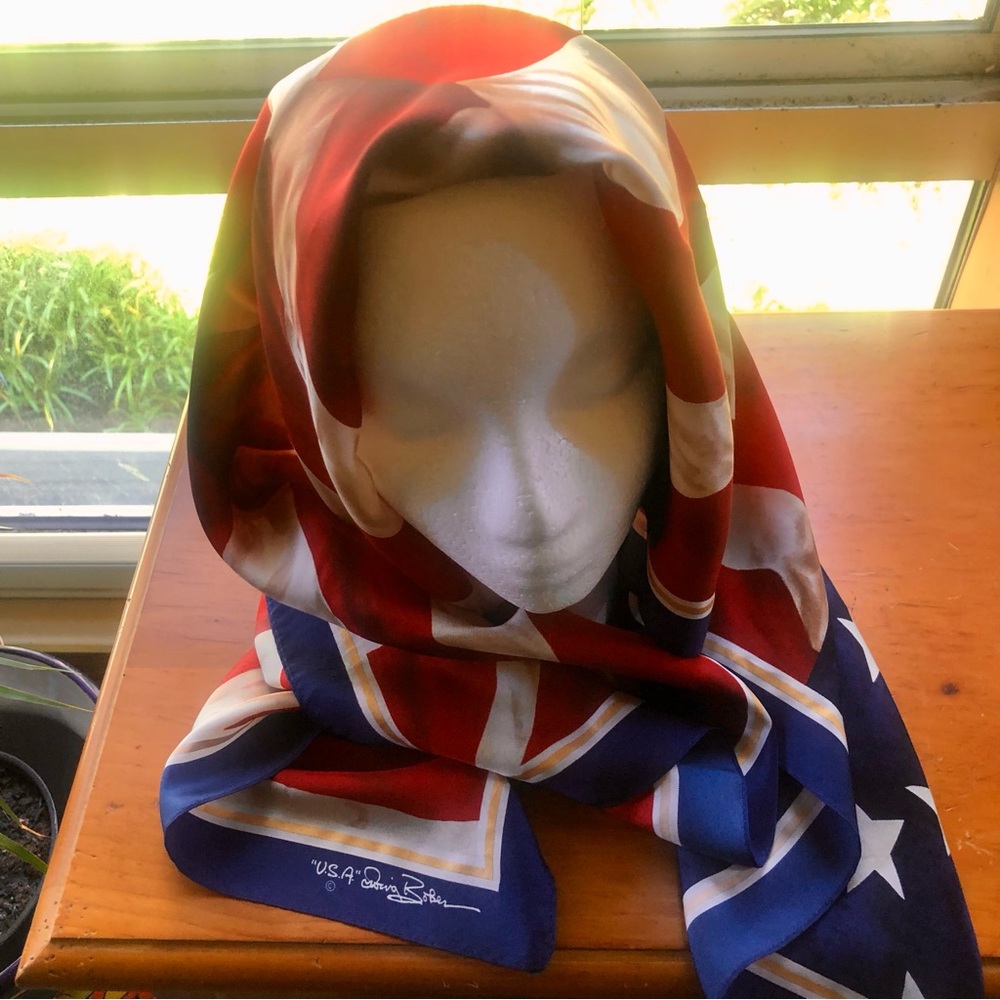 Patriotic Red, White & Blue Silk Scarf